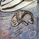 Close-up of a mural of a small fish